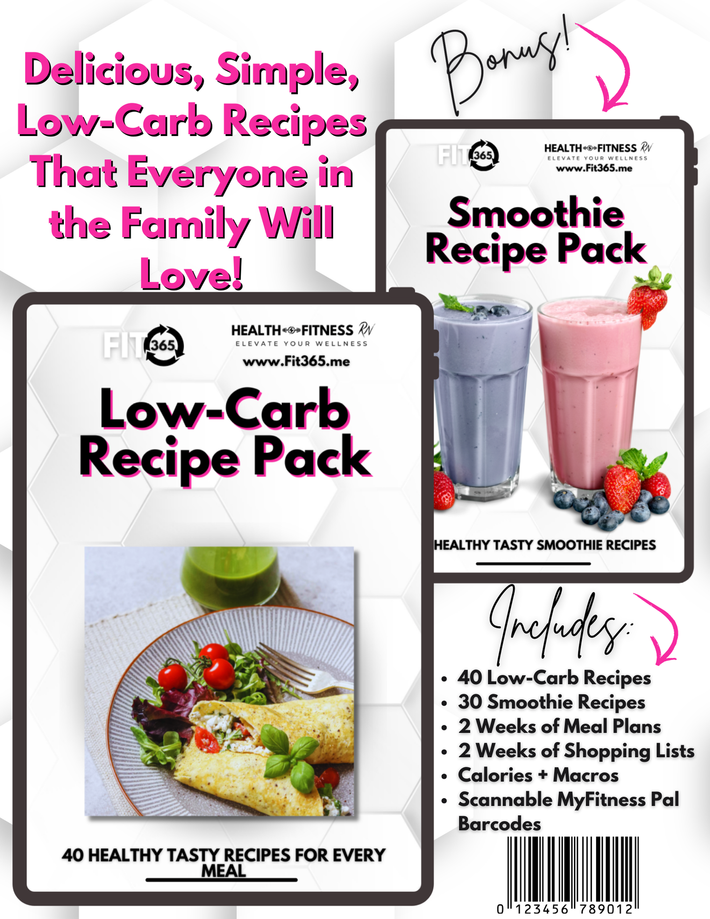 Delicious Low Carb Recipe Pack PLUS BONUS Smoothie Recipe Pack!